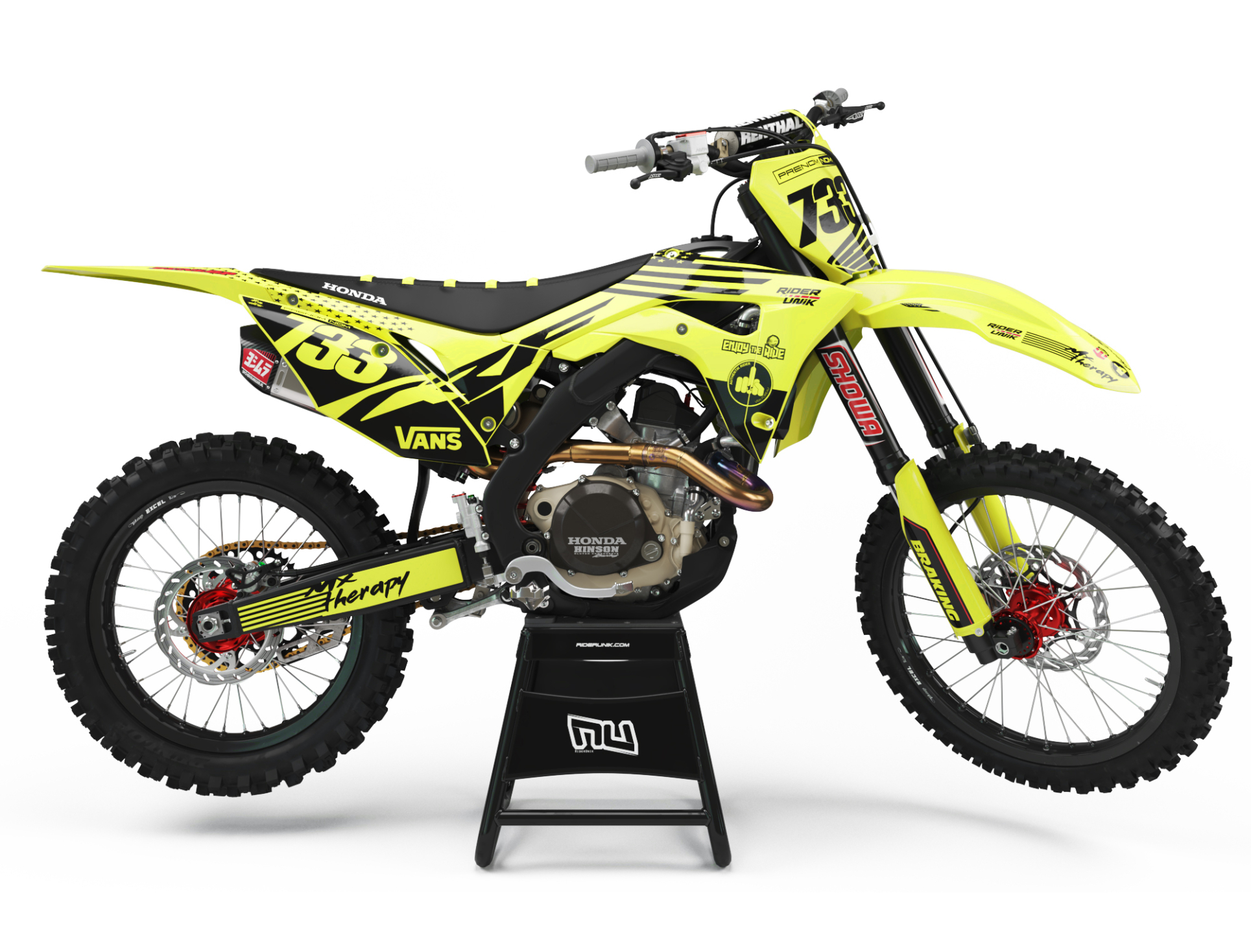 KIT DECO MOTOCROSS  CR CRF THERAPY JAUNE  FLUO